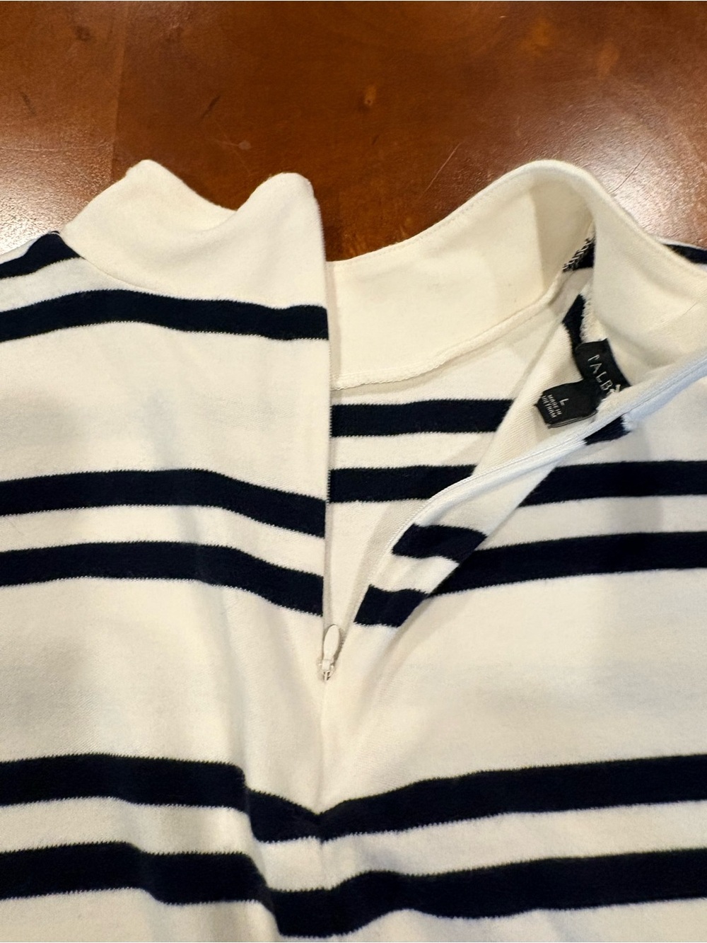 Talbots, Striped Sleeveless Mock Neck Top - White & Black, size L - Picture 4 of 7